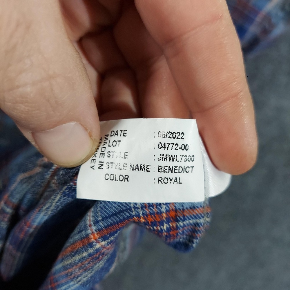 Johnnie-O Shirt Mens 2XL Blue Plaid Benedict Flannel Button Front Long Sleeve - Picture 5 of 12